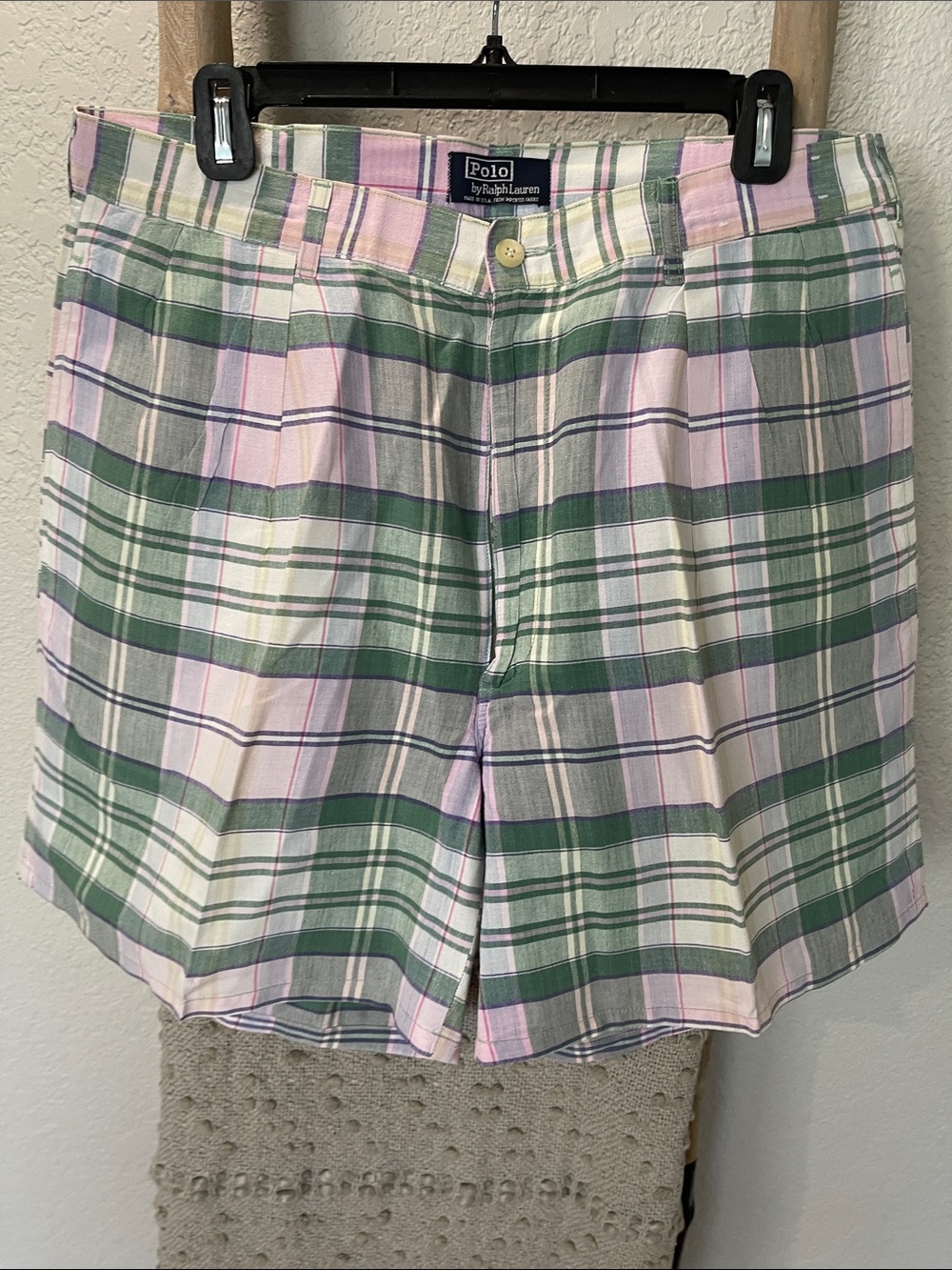 Vintage Polo by Ralph Lauren Pastel Pink & Green Plaid Shorts